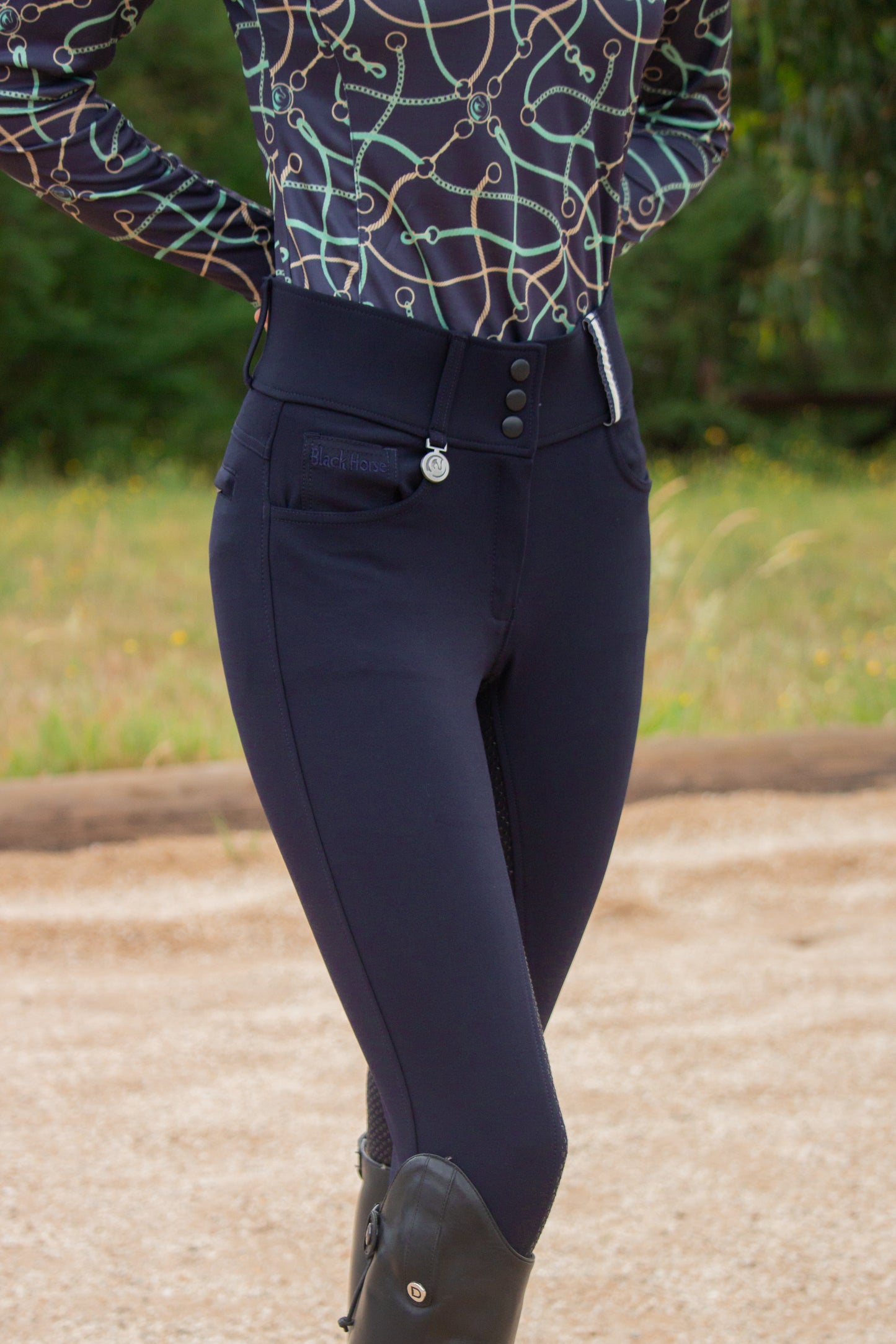 Aria High Waisted Light Breeches - Navy